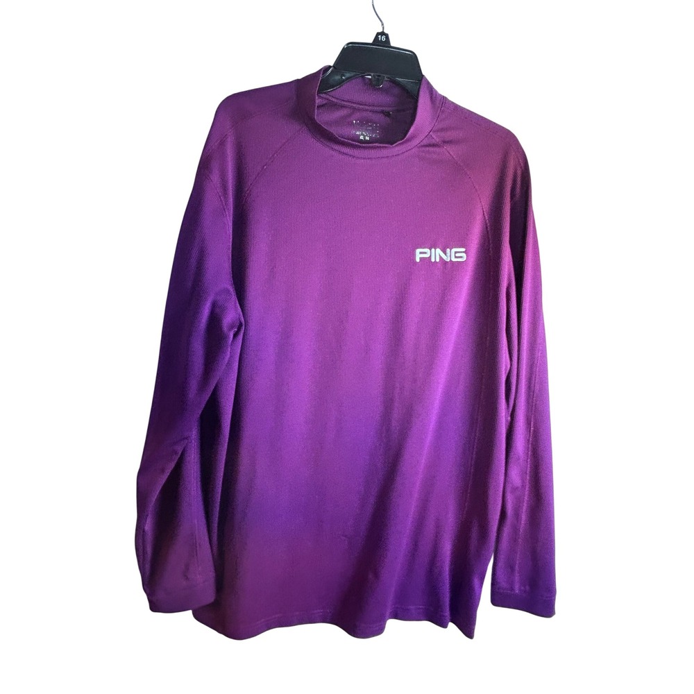 PING Long Sleeve Mock Neck XL Purple Performance Golf Shirt Mens GS12F02
